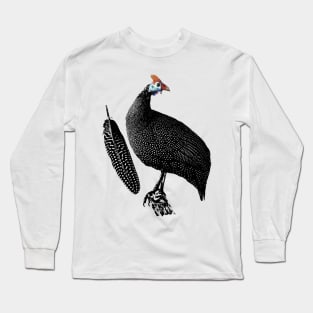 Perching Guineafowl with Decorative Feather | African Wildlife Long Sleeve T-Shirt